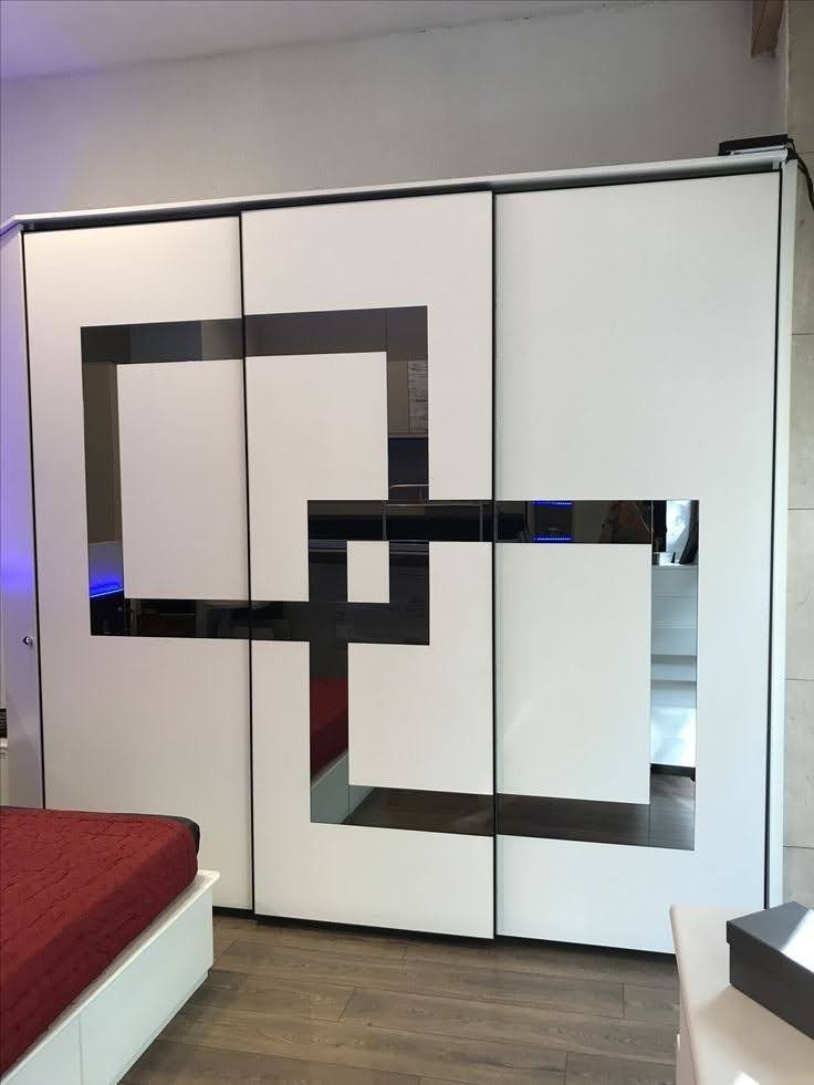 Interlocking Geometric Tinted Mirror & Acrylic Wardrobe